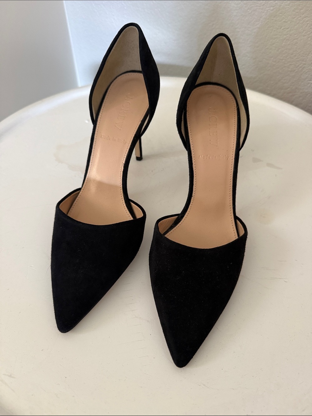 J. Crew Black Suede Pointed D'Orsay Stiletto Heels